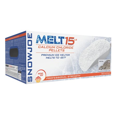 Snow Joe Pure Calcium Chloride Ice Melt Pellets | 15-Lbs | 94% Pure MELT15CPP-BOX